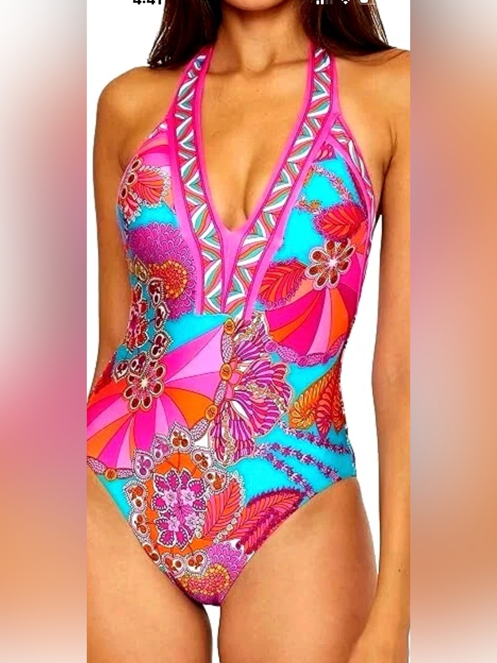 NWT Trina Turk Meilanie One-Piece Swimsuit Sz 10  MSRP $ 172.
